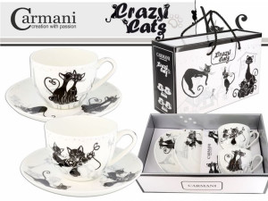 Kpl. 2 filiżanek ze spodkami - koty (CARMANI)