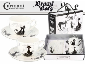Kpl. 2 filiżanek ze spodkami - koty (CARMANI)