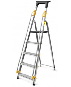 Drabina Aluminiowa z Poręczą | 1-stronna | 5 -stopniowa | 150kg