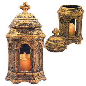 Znicz Ceramiczny Wypalany W Kolorze Stare Złoto