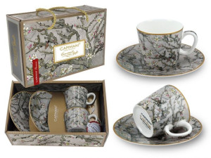 Kpl. 2 filiżanek espresso - V. van Gogh, Kwitnący Migdałowiec, srebrny