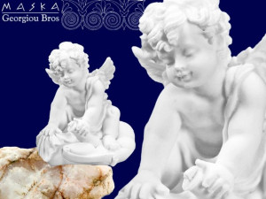 Aniołek na chmurce -alabaster grecki