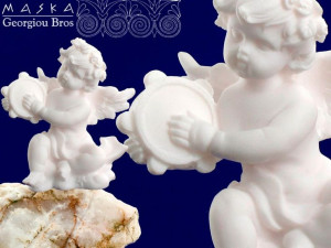 Aniołek grający na tamburynie -alabaster grecki