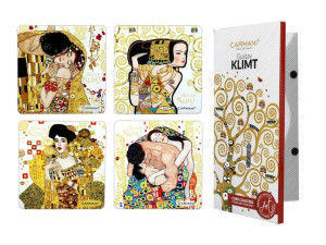 Kpl. 4 podkładek korkowych - G. Klimt, białe tło (CARMANI)