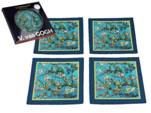 Kpl. 4 podkładek pod kubki - V. van Gogh, Kwitnący migdałowiec (CARMANI)