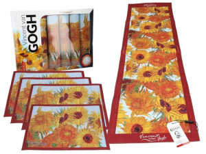 Kpl. 4 podkładek + bieżnik - V. van Gogh, Słoneczniki (CARMANI)