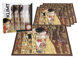 Kpl. 4 podkładki - G. Klimt, Pocałunek (brązowe tło) (CARMANI)