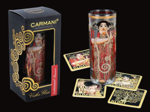 Kieliszek do wódki - G. Klimt. Medycyna (CARMANI) + komple 4 podkładek