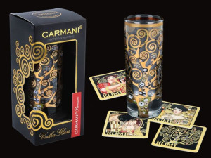 Kieliszek do wódki - G. Klimt. Drzewo (CARMANI) + komple 4 podkładek