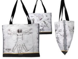 Torba płócienna - L. Da Vinci, Człowiek Witruwiańsk i Machiny latające