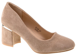 Czółenka Zamszowe Na Słupku 6,5 Cm. Khaki 37