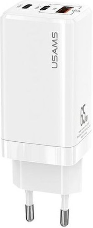 Ładowarka sieciowa USAMS MT T33 2xUSB-C+USB GaN 65W PD Fast Charging biały/