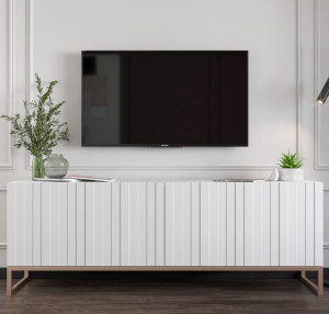 Szafka RTV Glamour Komoda RTV Glamour Biała MAT 150 cm