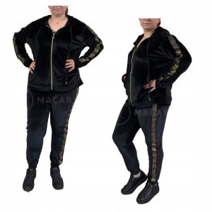 Komplet Dresowy Welurowy Plus Size VELVET Czarny 44/2XL