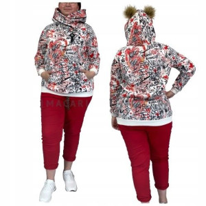 Bluza Dresowa Plus Size Kangurka z Puszkiem BIANCA Biała 46/3XL