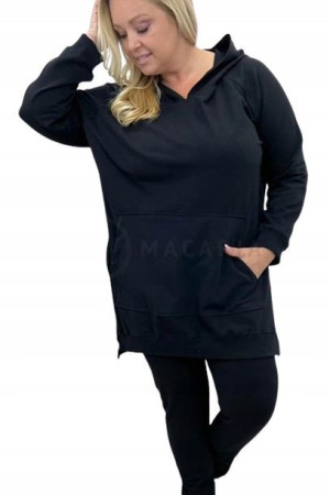 Bluza Kangurka z Rozporkami Plus Size MELANIA Czarna 7/8XL