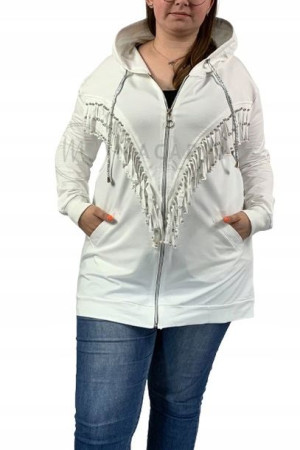 Bluza Z Frędzlami Z Kapturem Plus Size Jacob Biała