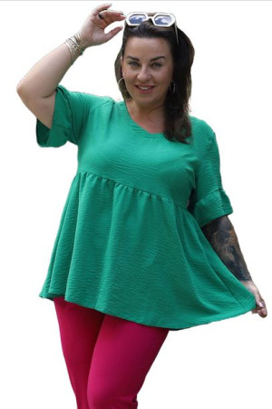 Bluzka MATARA z falbanką zielona 54 PLUS SIZE