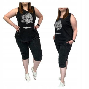 Komplet Dresowy ze Spodenkami Plus Size BETA Marmurkowy Grafitowy 52/6XL