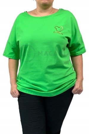 Bluzka Damska T-shirt z Krótkim Rękawem Plus Size MIKI Zielona 5/6XL