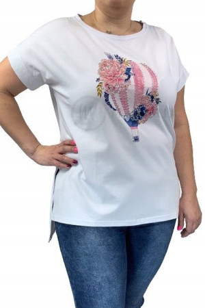 Bluzka Dzianinowa T-shirt Plus Size BALOON Biała UNI