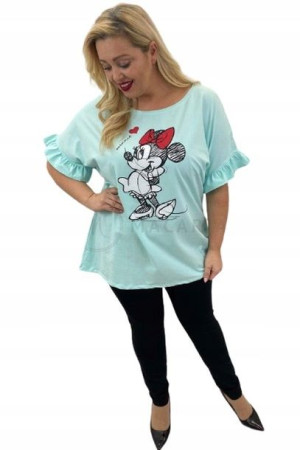 Bluzka Bawełniana z Falbankami MINNIE BIG SIZE Miętowa 7xl/8xl