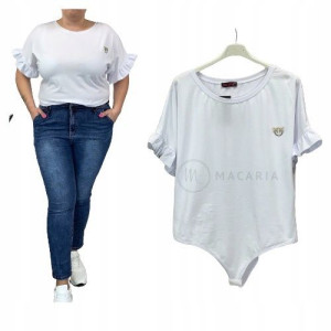 Body Bawełniane z Krótkim Rękawem Plus Size PINKO Białe 54/56