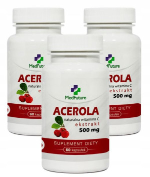 3x WITAMINA C – EKSTRAKT Z ACEROLA 180 kapsułek