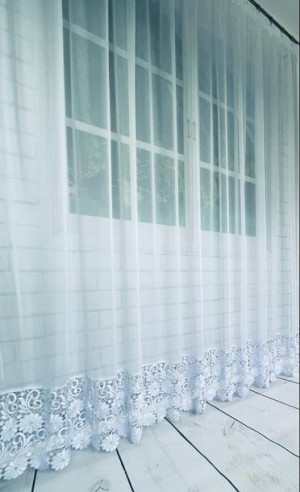 Firana gotowa 700x200,balkon,woal, gip. kwiat 30cm