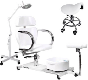 Fotel Do Pedicure Kosmetyczny Lampa Lupa Taboret