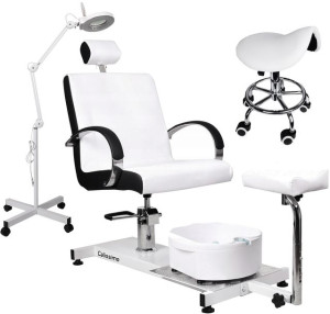 Fotel Do Pedicure Kosmetyczny Lampa Lupa Taboret