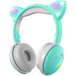 MOZOS KID DOG zielone słuchawki bezprzewodowe bluetooth dzieci kocie uszy