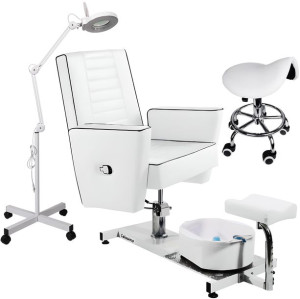 Fotel Do Pedicure Kosmetyczny Lampa Lupa Taboret