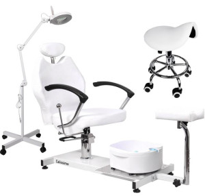 Fotel Do Pedicure Kosmetyczny Lampa Lupa Taboret
