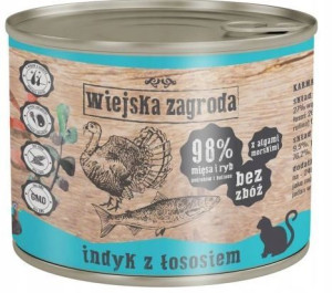 Wiejska Zagroda Karma Dla Kota Indyk Łosoś 200g