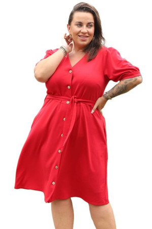 Sukienka PAULINKA szmizjerka czerwona 54 PLUS SIZE