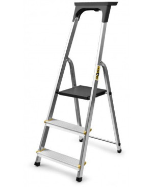  Drabina aluminiowa | 3-stopniowa | Półka Robocza | 150 kg