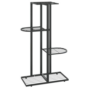4-poziomowy stojak na kwiaty, 43x22x76 cm, czarny, metalowy