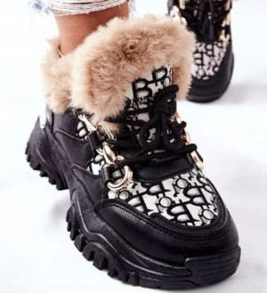 Buty Damskie Sneakersy Czarne Ocieplane R. 38