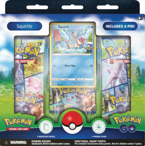 SQUIRTLE +3x BOOSTER karty PRZYPINKA +KOD gra POKEMON TCG GO Pin Collection