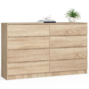 KOMODA DO SYPIALNI Z 8 SZUFLADAMI dąb Sonoma mat 160x40x99 cm