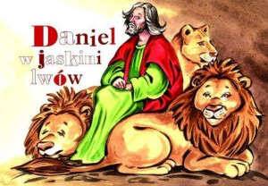 Daniel w jaskini lwów malowanka dla dzieci Krzysztof Faber