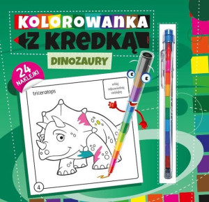 Kolorowanka z kredką. Dinozaury praca zbiorowa