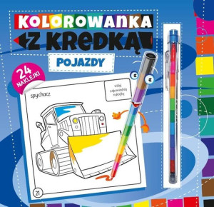 Kolorowanka z kredką. Pojazdy praca zborowa