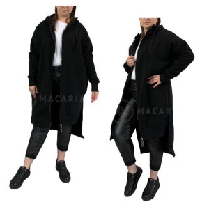 Ciepła Bluza Dresowa Długa Plus Size STELLA Czarna UNI