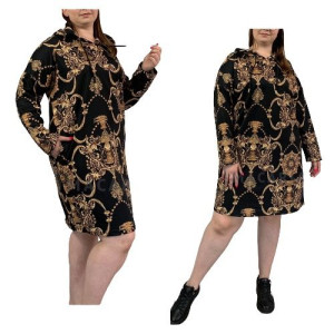 Sukienka z Kapturem Wzorzysta II Plus Size WAWA UNI
