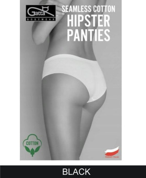 GATTA Seamless Cotton Hipsters Panties XL / Black