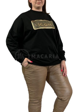 Bluza Oversize ze Ściągaczami Plus Size ICON Czarna UNI