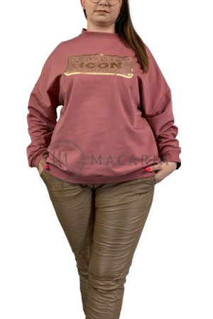 Bluza Oversize ze Ściągaczami Plus Size ICON Różowa UNI