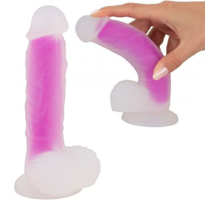 Dildo SIlikonowe Różowe z przyssawką 17cm 2 warstw